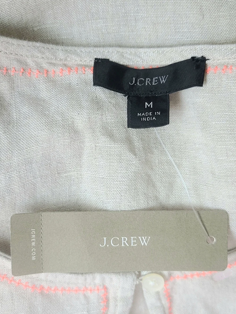 NWT J. Crew Linen Embroidered Flutter Sleeve Blouse Top